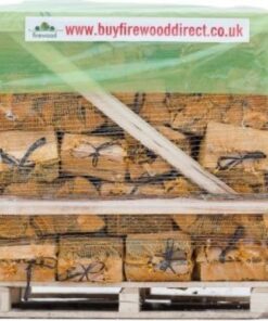 Mixed hardwood firewood logs, kiln dried and conveniently packed in 40 individual nets, ensuring easy handling and transportation.