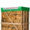 Forty kiln-dried birch firewood log nets, each individually packed for easy handling and portability.