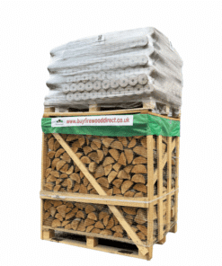 A large 1.25 meter crate containing 48 packs of heat logs, perfect for eco-friendly and consistent heating.