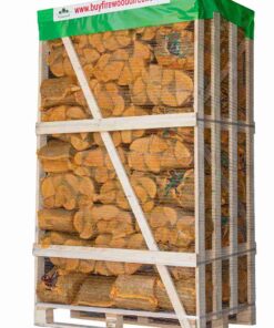 Kiln dried firewood logs packed in 80 individual nets for easy handling and transport