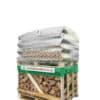 A neatly stacked crate of 48 packs of heat logs measuring 0.8 meters, ideal for efficient and long-lasting burning
