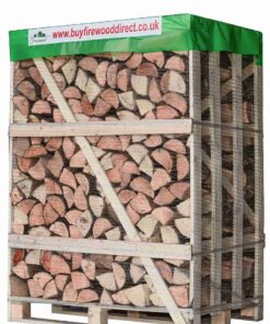 Kiln dried firewood logs stored in a spacious large crate for high-volume use.