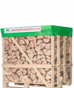 Kiln dried firewood logs neatly stacked in a flexi crate for long-lasting warmth.