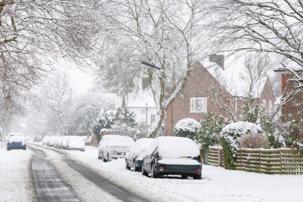 Road in snow in UK