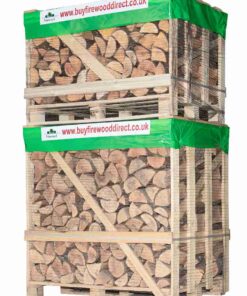 Extra-large stack of kiln dried firewood logs for extended heating needs.