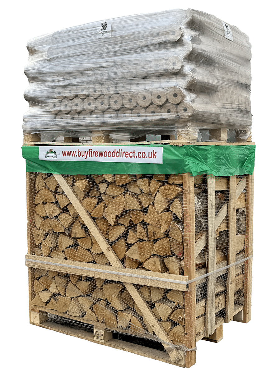 48 Packs of Hardwood Heat Logs And Flexi Crate Kiln Dried Birch